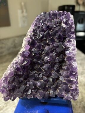 Hand-Cut Amethyst Crystal Geode - Deep Purple Decorative Accent